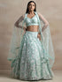 Sea Green Soft Net Lehenga Choli - Front View | Samyak Fashion