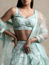 Sea Green Soft Net Lehenga Choli - Side View | Samyak Fashion