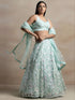 Sea Green Soft Net Lehenga Choli - Close-up View | Samyak Fashion