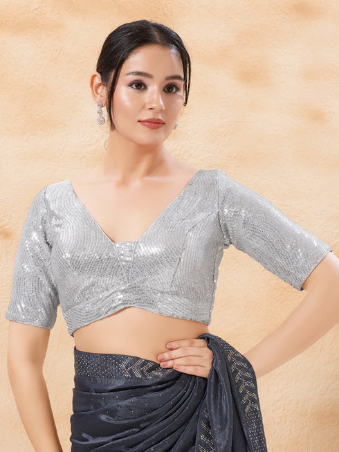 Silver Imported Blouse - Front View | Samyak Fashion