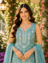 Sky Blue Chiffon Salwar Suits - Back View | Samyak Fashion