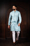 Sky Blue Cotton Mens Kurta With Payjama - Front View | Samyak Fashion