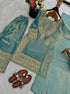 Sky Blue Fendy Silk Elegant Salwar Suit - Side View | Samyak Fashion