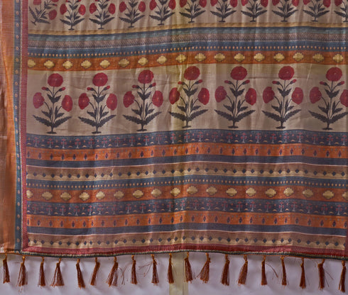 Sky Blue Linen Cotton Party Wear Saree With Blouse - Front View | Samyak Fashion