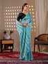 Sky Blue Monsoon Georgette Silk Party Wear Saree With Blouse - Detail View | Samyak Fashion