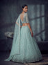 Sky Blue Net Lehenga Choli - Back View | Samyak Fashion