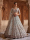 Sky Blue Net Lehenga Choli Peacock Thread,jari,dori Embroidery,diamond Work - Front View | Samyak Fashion