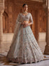 Sky Blue Net Lehenga Choli Peacock Thread,jari,dori Embroidery,diamond Work - Front View | Samyak Fashion