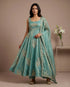 Sky Blue Pure Fendy Silk Elegant Salwar Suit - Front View | Samyak Fashion