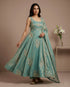 Sky Blue Pure Fendy Silk Elegant Salwar Suit - Back View | Samyak Fashion