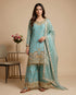 Sky Blue Pure Fendy Silk Elegant Salwar Suit - Front View | Samyak Fashion