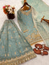 Sky Blue Pure Fendy Silk Elegant Salwar Suit - Side View | Samyak Fashion