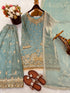 Sky Blue Pure Fendy Silk Elegant Salwar Suit - Detail View | Samyak Fashion