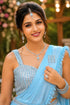 Sky Blue Real Premium Lycra Saree With Blouse - Back View | Samyak Fashion
