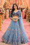 Sky Blue Real Premium Net Lehenga Choli - Front View | Samyak Fashion