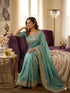 Sky Blue Soft Nc Vichitra Party Wear Saree With Blouse - Back View | Samyak Fashion