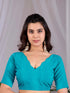 Sky Blue Soft Satin Georgette Saree With Blouse - Styled View | Samyak Fashion