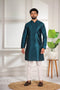 Teal Art Silk Mens Kurta With Payjama - Front View | Samyak Fashion