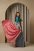 Teal Blue Art Silk Saree With Blouse - Detail View | Samyak Fashion