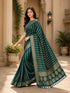 Teal Blue Georgette Saree With Blouse - Detail View | Samyak Fashion