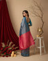 Teal Blue/pink Art Silk Saree With Blouse - Back View | Samyak Fashion