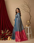 Teal Blue/pink Art Silk Saree With Blouse - Detail View | Samyak Fashion