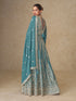 Teal Chinon Gown With Dupatta With Dupatta - Back View | Samyak Fashion