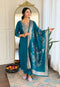 Teal Cotton Blend Salwar Suit - Front View | Samyak Fashion