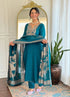 Teal Cotton Blend Salwar Suit - Back View | Samyak Fashion
