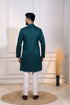 Teal Cotton Mens Kurta With Payjama - Back View | Samyak Fashion