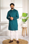 Teal Cotton Mens Kurta With Payjama - Front View | Samyak Fashion