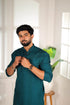 Teal Cotton Mens Kurta With Payjama - Side View | Samyak Fashion