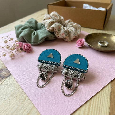 Teal Earrings - Back View | Samyak Fashion