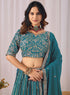 Teal Faux Georgette Lehenga Choli - Side View | Samyak Fashion