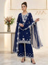 Teal Georgette Salwar Suit - Back View | Samyak Fashion