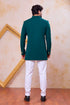 Teal Green Imported Lachka Fabric Mens Premium Men's Indo Western - Side View | Samyak Fashion