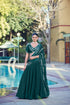 Teal Green Rangoli Crush Silk Lehenga Choli Ethnic - Front View | Samyak Fashion