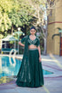 Teal Green Rangoli Crush Silk Lehenga Choli Ethnic - Back View | Samyak Fashion