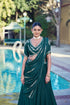 Teal Green Rangoli Crush Silk Lehenga Choli Ethnic - Side View | Samyak Fashion