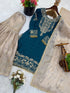 Teal Heavy Gmy Silk Elegant Salwar Suit - Side View | Samyak Fashion