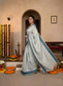 Teal Manipuri Kalam Silk Elegant Party Wear Saree Collection With Blouse - Side View | Samyak Fashion