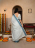 Teal Manipuri Kalam Silk Elegant Party Wear Saree Collection With Blouse - Detail View | Samyak Fashion