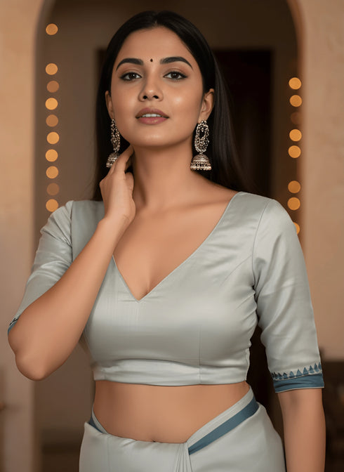 Teal Manipuri Kalam Silk Elegant Party Wear Saree Collection With Blouse - Full View | Samyak Fashion