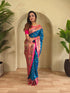 Teal Paithani Silk Party Wear Saree With Blouse - Back View | Samyak Fashion