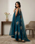 Teal Pure Fendy Silk Elegant Salwar Suit - Back View | Samyak Fashion