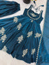Teal Pure Fendy Silk Elegant Salwar Suit - Side View | Samyak Fashion