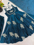 Teal Pure Fendy Silk Elegant Salwar Suit - Detail View | Samyak Fashion