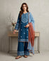 Teal Rayon Cotton Elegant Salwar Suit - Front View | Samyak Fashion
