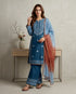 Teal Rayon Cotton Elegant Salwar Suit - Back View | Samyak Fashion