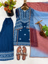 Teal Rayon Cotton Elegant Salwar Suit - Side View | Samyak Fashion